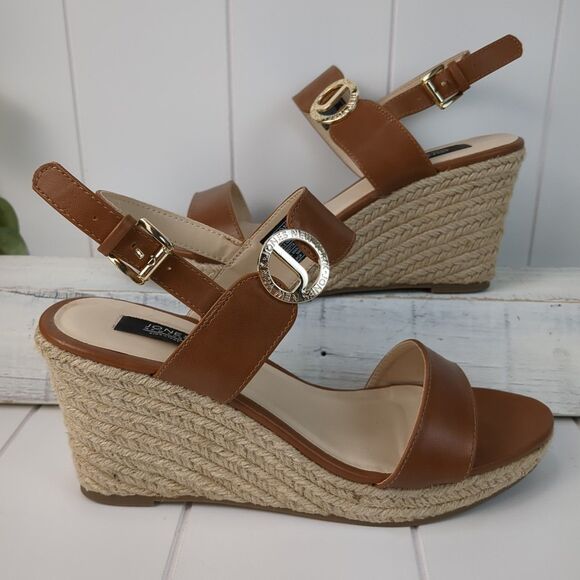Jones New York Isotta Espadrille Brown Jute Woven Wedge Sandal Women's 10 - Picture 2 of 12